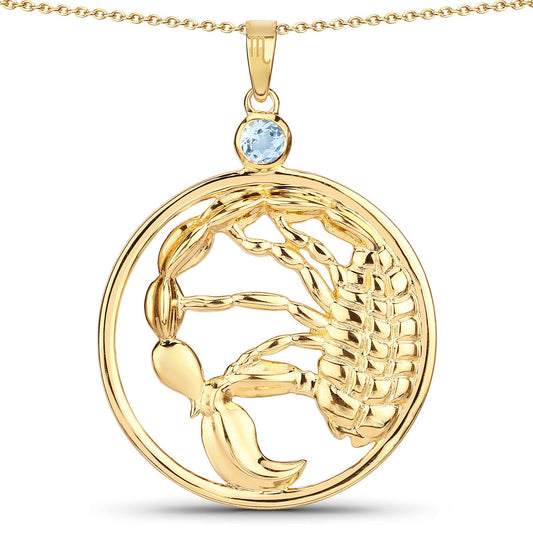 Colgante de plata de ley .925 con topacio azul auténtico de 0.32 quilates