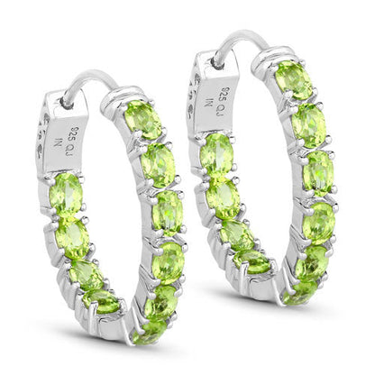 Pendientes de Plata de Ley .925 con Peridoto Genuino de 3.40 Quilates