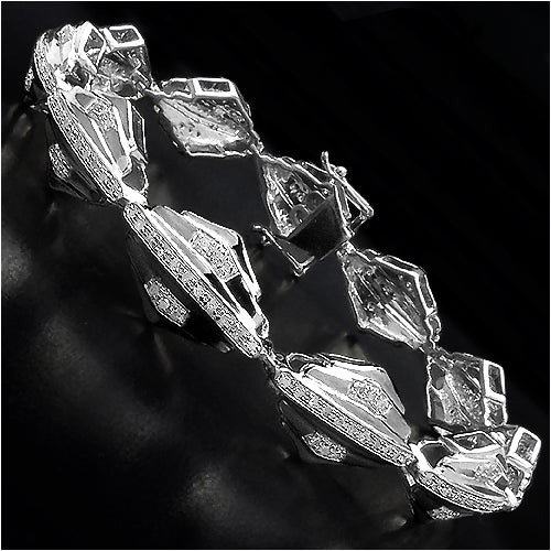Pulsera de plata esterlina con baño de oro amarillo de 14 quilates y diamantes blancos genuinos de 1,07 quilates