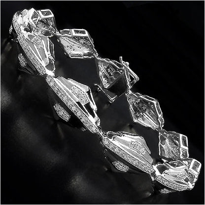 Pulsera de plata esterlina con baño de oro amarillo de 14 quilates y diamantes blancos genuinos de 1,07 quilates