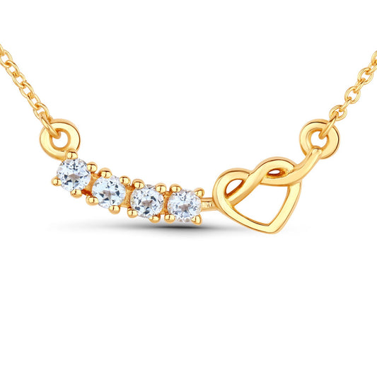 Collar de aguamarina auténtica de 0.24 quilates de plata de ley 925