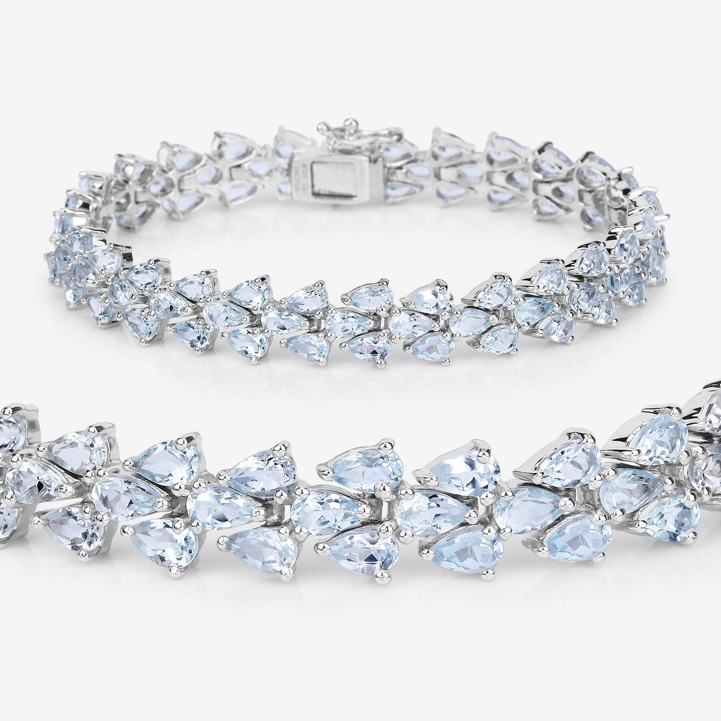 Pulsera de Plata de Ley 925 con Aguamarina Genuina de 14,11 Quilates