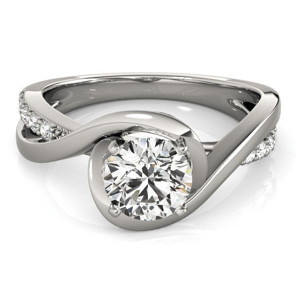 Anillo de compromiso de oro blanco de 14k con diamantes redondos y banda dividida (1 1/8 cttw)