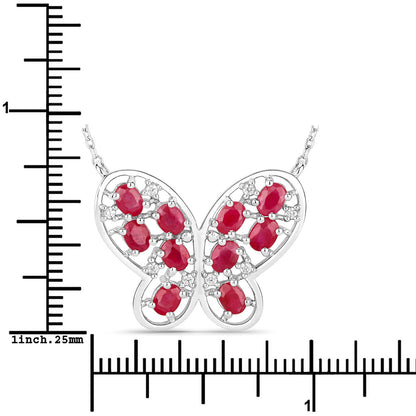 Collar de plata de ley .925 con rubí genuino de 2.36 quilates y circonitas blancas