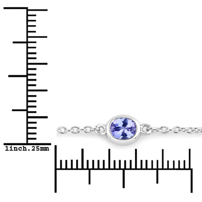 Pulsera de plata de ley .925 con tanzanita genuina de 1,65 quilates