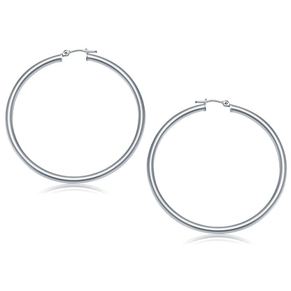 Pendientes de aro pulidos de oro blanco de 14k (50 mm)