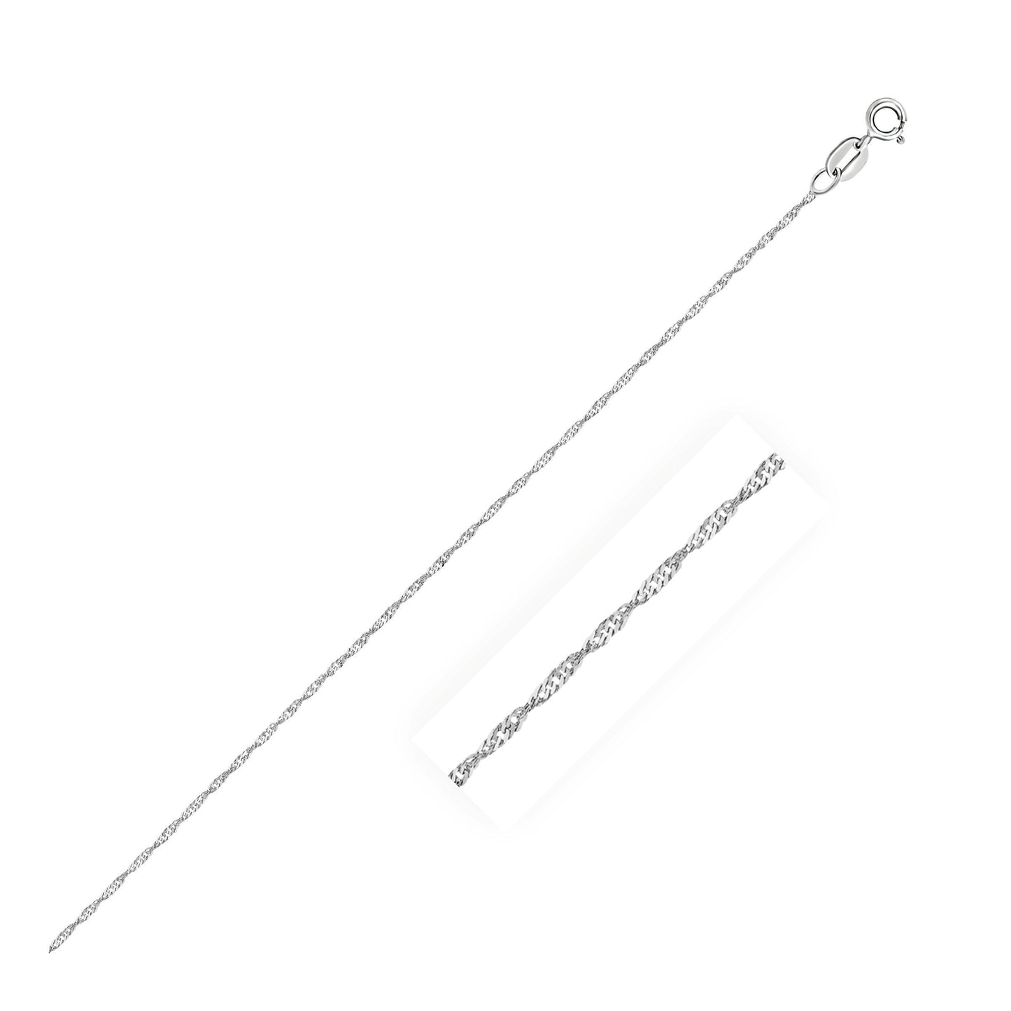 Cadena Singapur de oro blanco de 14k de 0.8mm