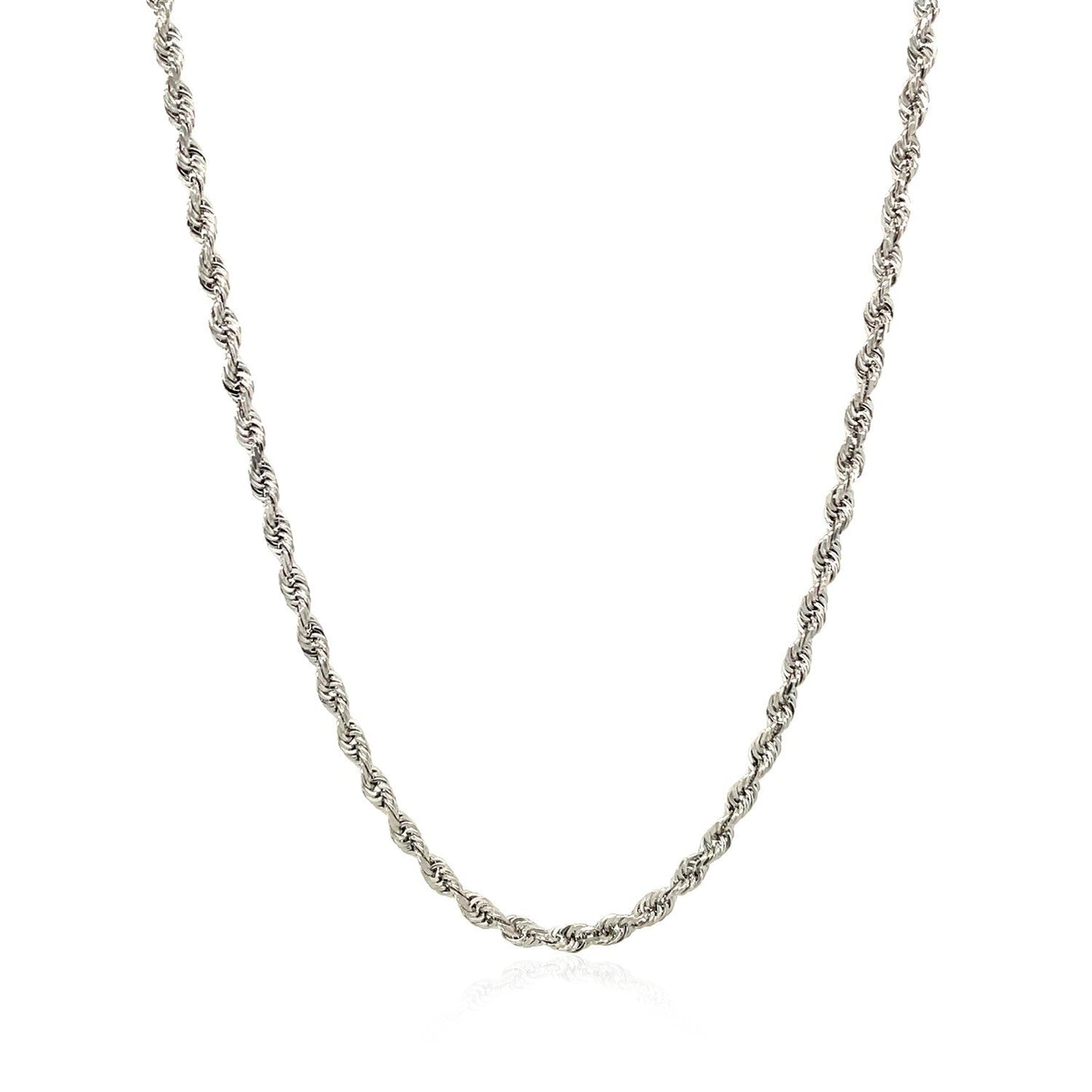 Cadena de oro blanco macizo de 14k, 2.5mm, corte diamante
