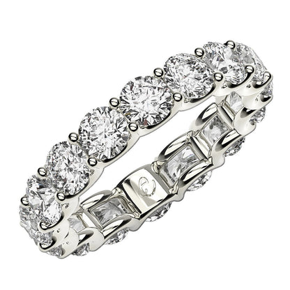 Anillo de eternidad de diamantes redondos cultivados en laboratorio de oro blanco de 14k (4 ct de peso total FG/VS2)