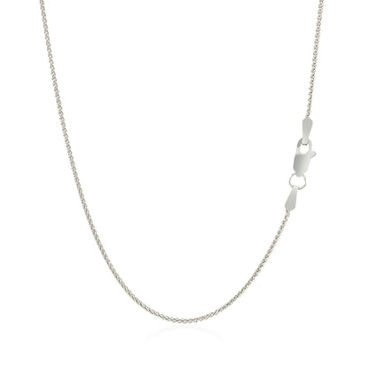Cadena de trigo redonda de oro blanco de 14k de 1,0 mm