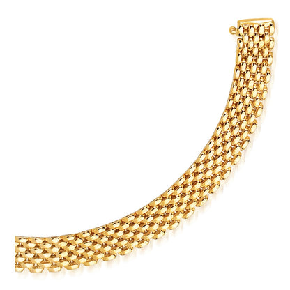Pulsera de línea de oro amarillo de 14k flexible tipo Panther de 9.0 mm