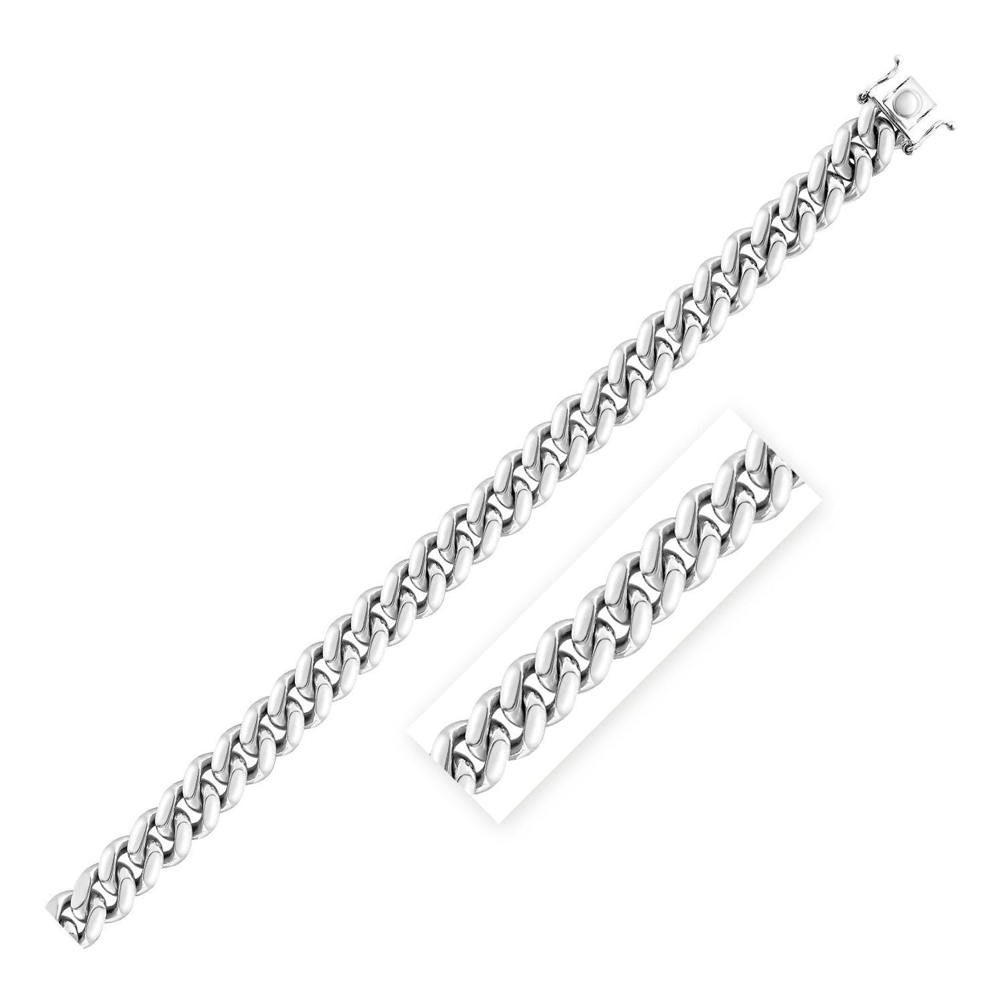 Cadena cubana Miami de plata de ley con baño de rodio de 9,8 mm