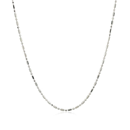 Cadena de cuentas alternadas con corte de diamante de oro blanco de 14k y 1.2 mm