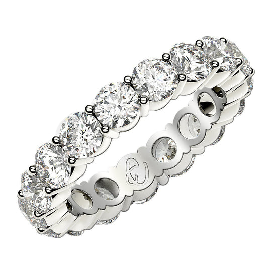 Anillo de Eternidad con Diamantes Redondos Cultivados en Laboratorio de Oro Blanco de 14k (3 quilates, FG/VS2)