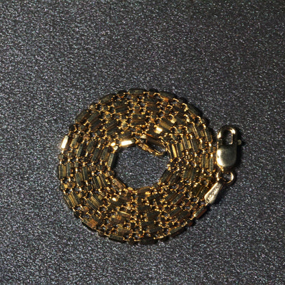Cadena de Oro Amarillo de 14k con Cuentas Alternas Talladas con Diamante de 1.5mm
