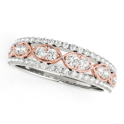 Anillo de banda con doble diseño infinito de diamantes en oro blanco y rosa de 14k (3/8 cttw)