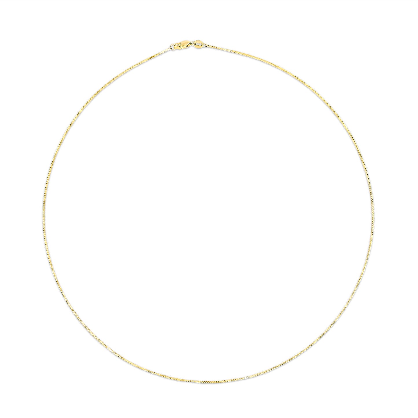 Cadena clásica de eslabones cuadrados de oro amarillo macizo de 14K de 0.75mm. Cadena unisex - Tamaño 16 Pulgadas