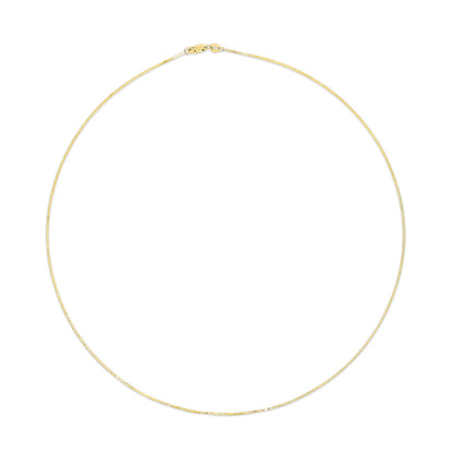 Cadena clásica de eslabones cuadrados de oro amarillo macizo de 14K de 0.75mm. Cadena unisex - Tamaño 16 Pulgadas
