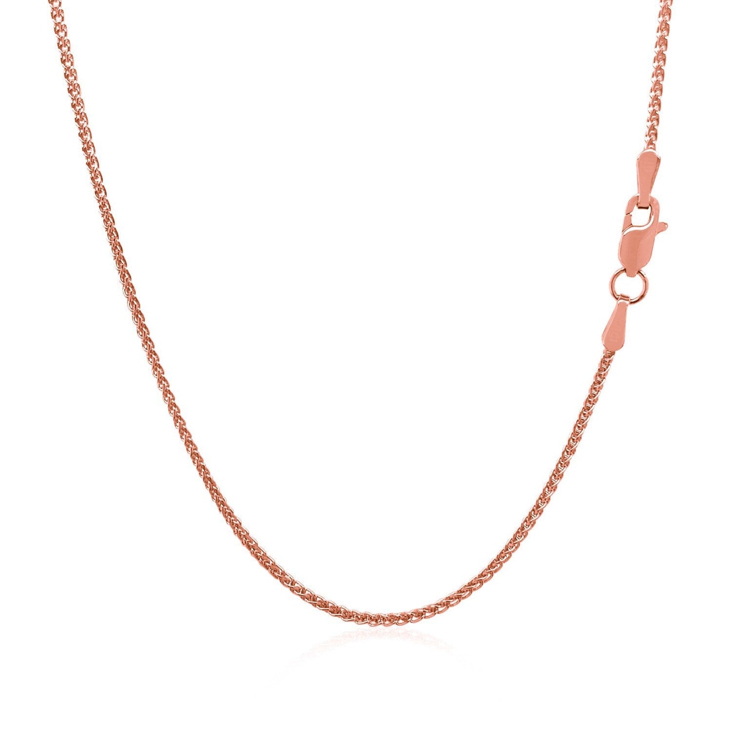 Cadena de Trigo Redonda con Corte de Diamante en Oro Rosa de 14k de 1.1mm