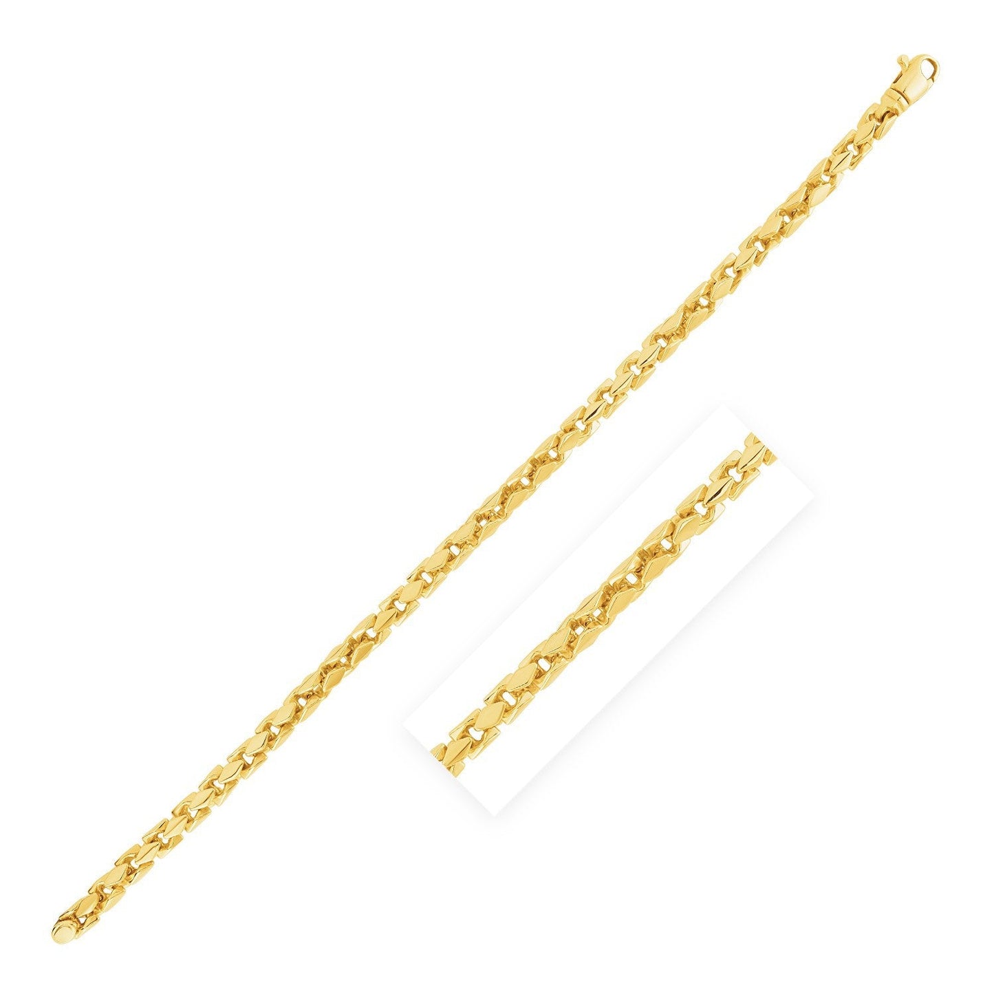 Pulsera de caja elegante de oro amarillo de 14k con alto pulido para hombre (5.0mm)