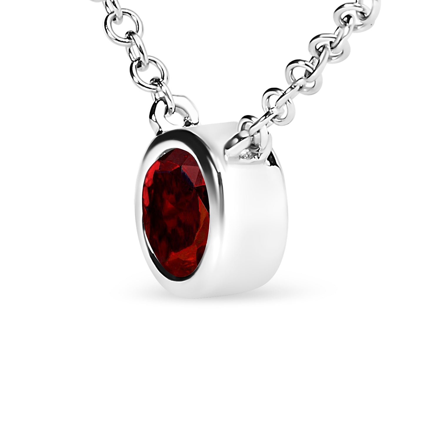 Collar con colgante solitario de oro blanco de 14 quilates, diamante rojo cultivado en laboratorio de 1/2 quilate, engaste biselado, 45,7 cm (color rojo, claridad VS1-VS2)