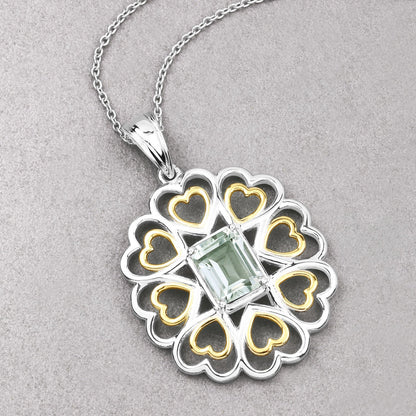 Dije de plata de ley .925 con amatista verde genuina de 2.10 quilates
