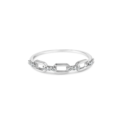 Anillo de banda con diseño de clip de plata de ley .925 con detalles de diamantes (color I-J, claridad I2-I3) - Talla de anillo 6