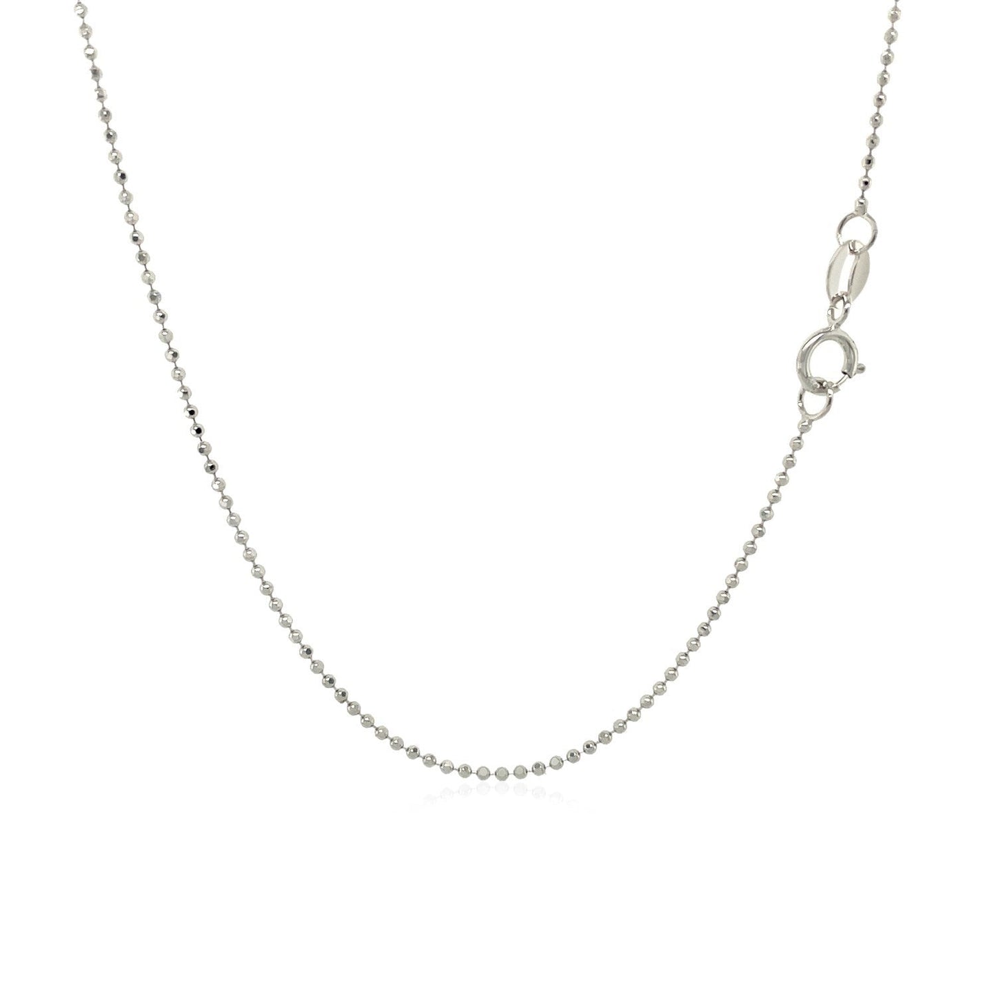 Cadena de Cuentas Talladas con Diamante de Oro Blanco de 14k 1.0mm