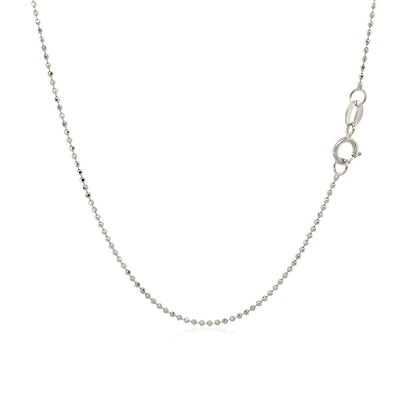 Cadena de Cuentas Talladas con Diamante de Oro Blanco de 14k 1.0mm