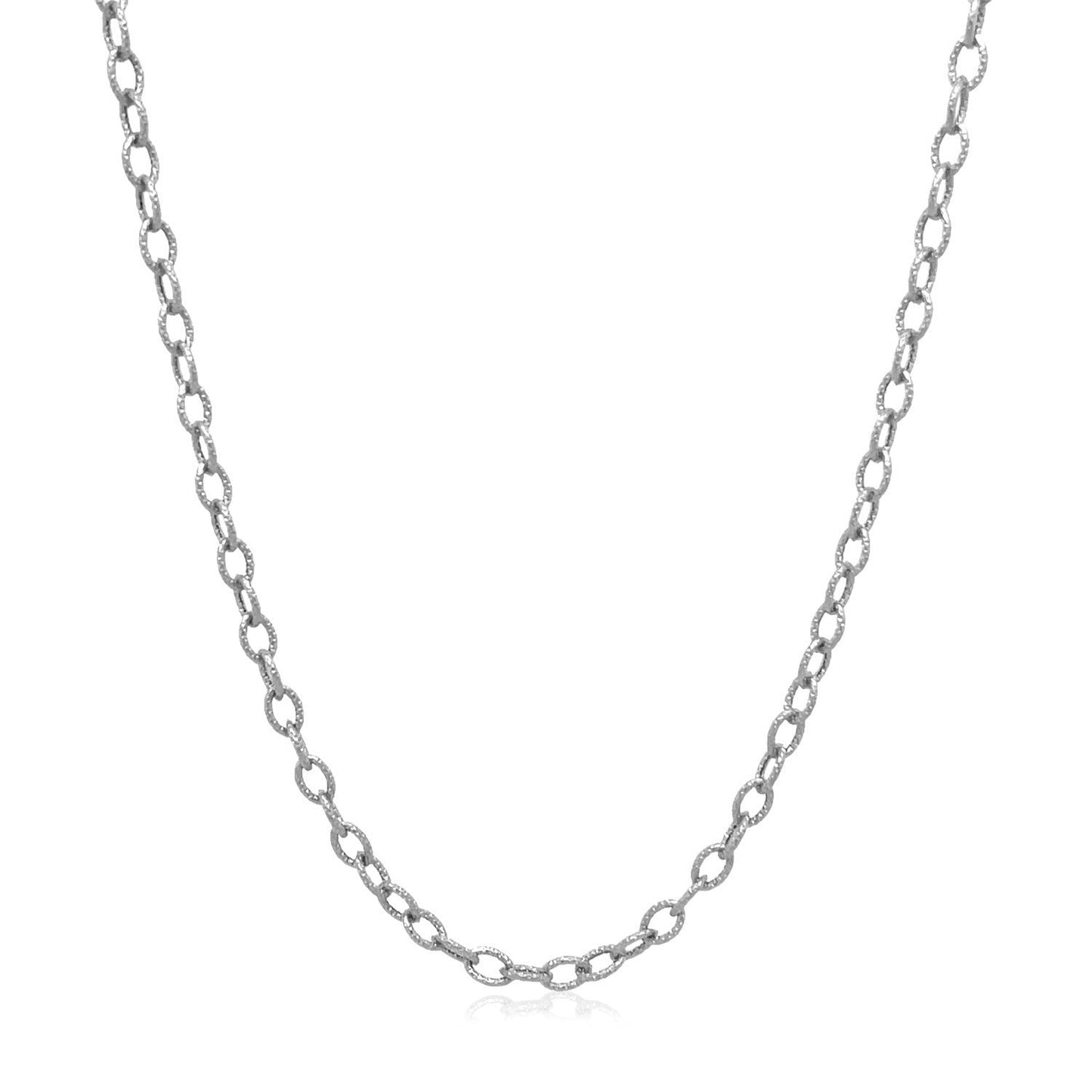 Cadena de oro blanco de 14k de 2.5mm con eslabones texturizados