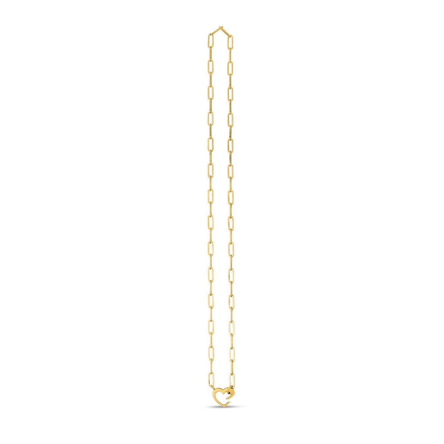 Collar de eslabones tipo clip de oro amarillo de 14k con elemento de corazón