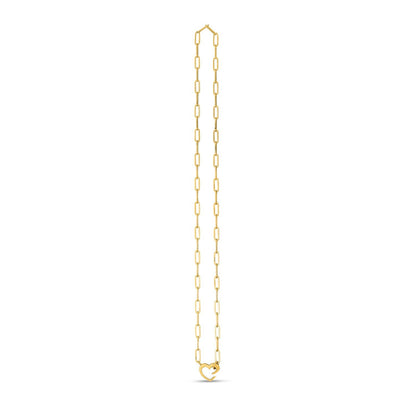 Collar de eslabones tipo clip de oro amarillo de 14k con elemento de corazón