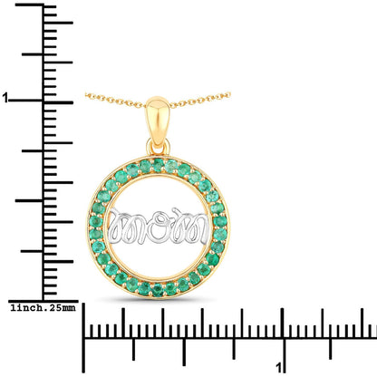 Colgante de plata de ley .925 con esmeralda auténtica de 0.54 quilates