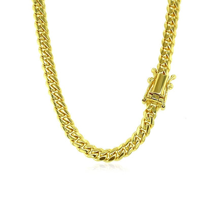 Cadena clásica sólida cubana de Miami de oro amarillo de 10k de 3,9 mm