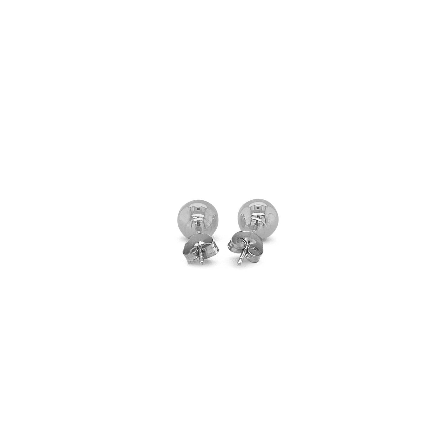 Pendientes de botón clásicos redondos de oro blanco de 14k (6,0 mm)