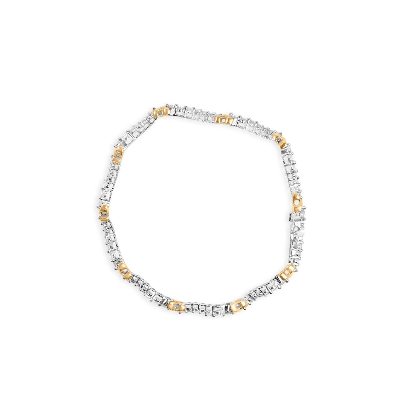 Pulsera de eslabones "X" y ondas de diamantes de 2,00 Cttw en oro bicolor de 10K (color H-I, claridad I1-I2) - 7 pulgadas
