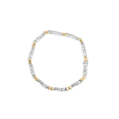 Pulsera de eslabones "X" y ondas de diamantes de 2,00 Cttw en oro bicolor de 10K (color H-I, claridad I1-I2) - 7 pulgadas