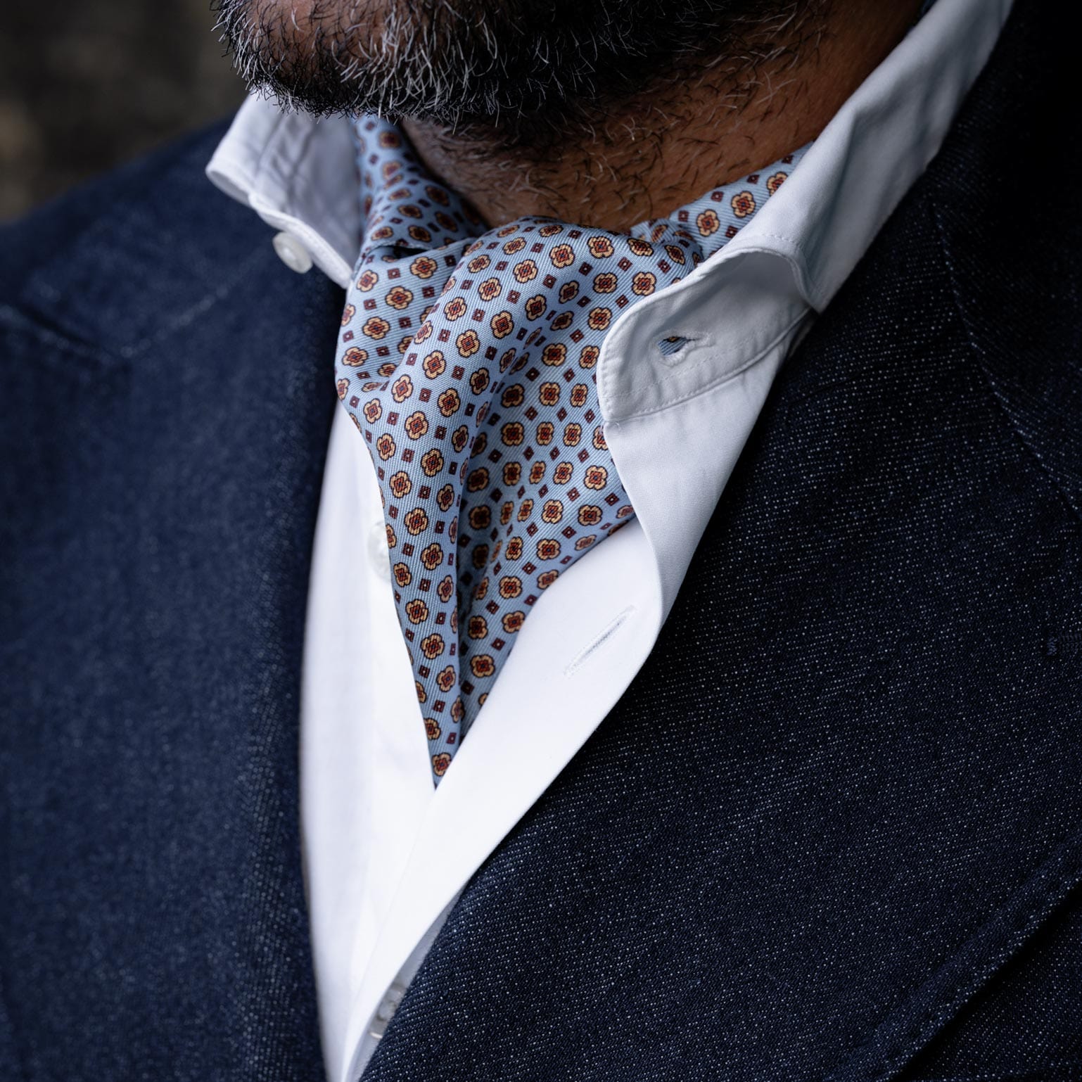 Navona - Silk Ascot Cravat Tie - Azure - My Men's Shop