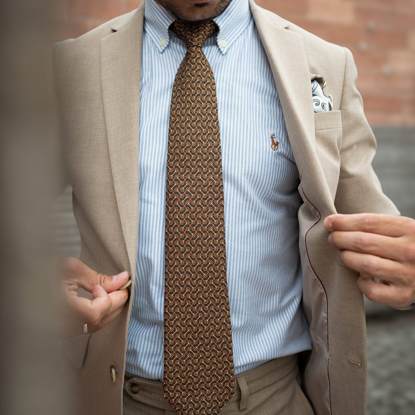 Palio - Printed Silk Tie - Brown - My Men's Shop