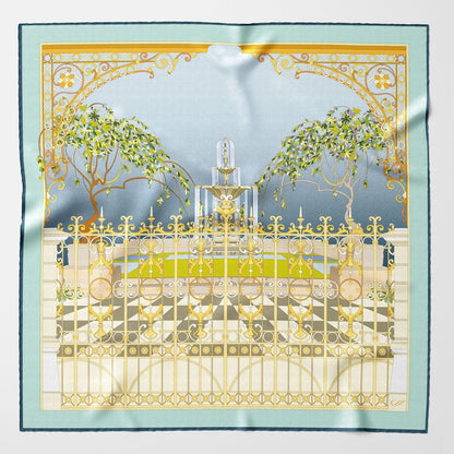 Garden of Dreams - Silk Foulard - Aqua