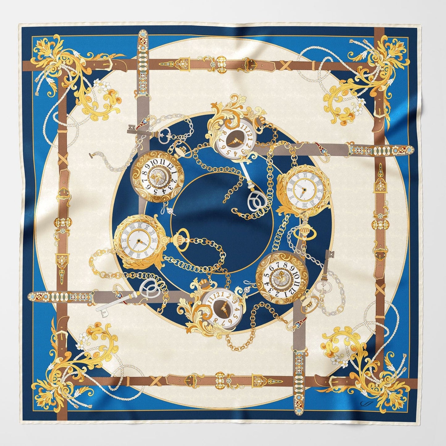 Moment in Time - Silk Foulard - Blue