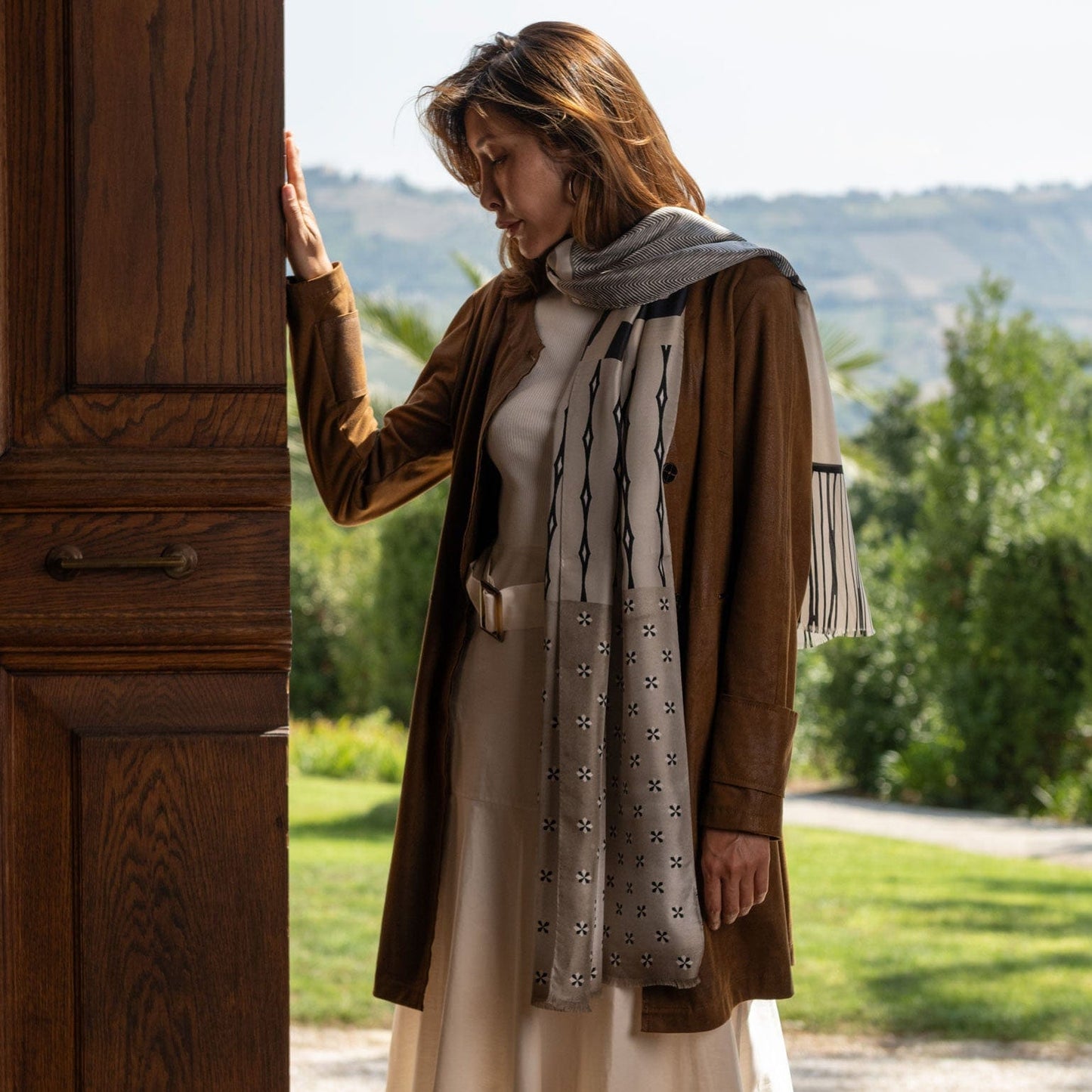 Atri - Long Silk Scarf - Sand - My Men's Shop