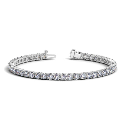Pulsera de tenis de oro blanco de 14k con diamantes redondos cultivados en laboratorio (8 ct. pt. F/G VS2/SI1)