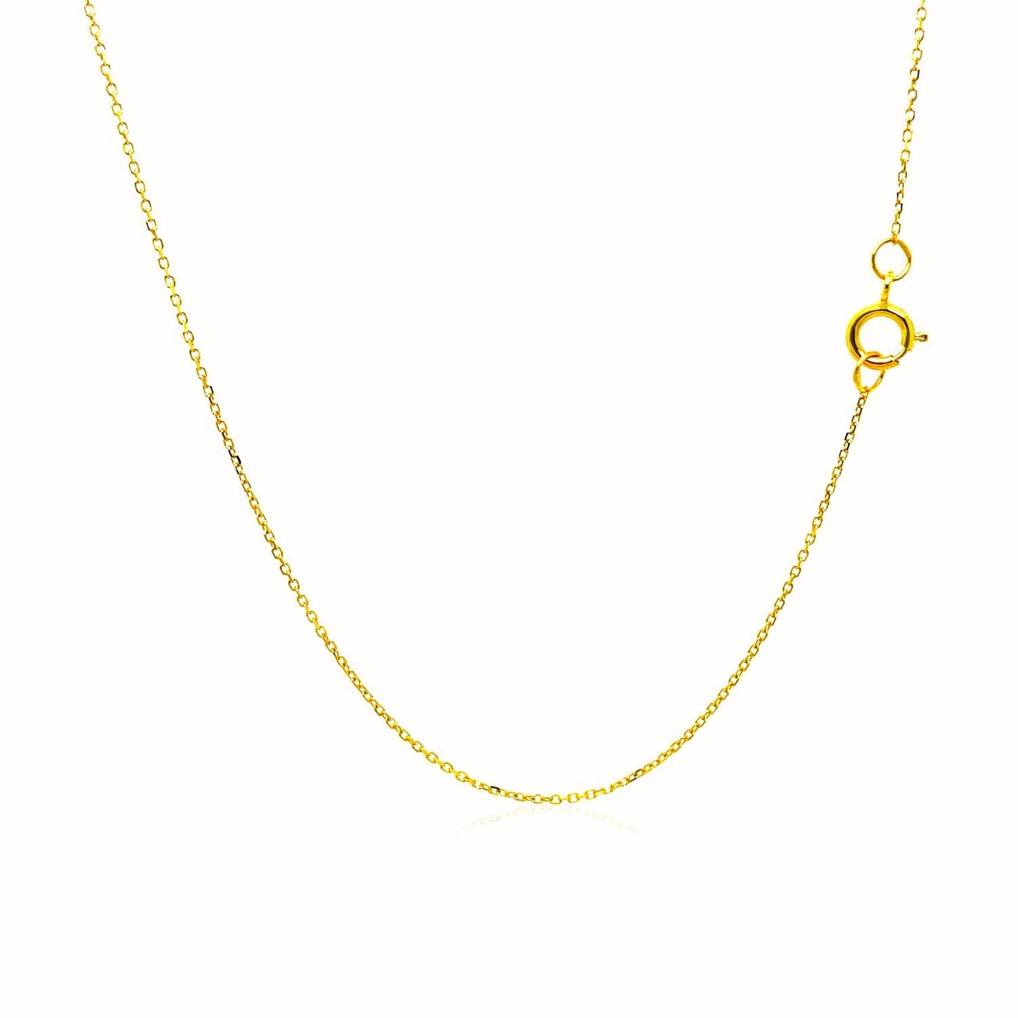 Cadena de eslabones tipo cable con corte de diamante de oro amarillo de 14k y 0,7 mm