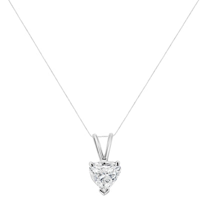 Collar con colgante de oro blanco de 14K y 1/5 Cttw, diamante solitario en forma de corazón con 3 garras, creado en laboratorio, 18" (Color F-G, Claridad VS2-SI1)