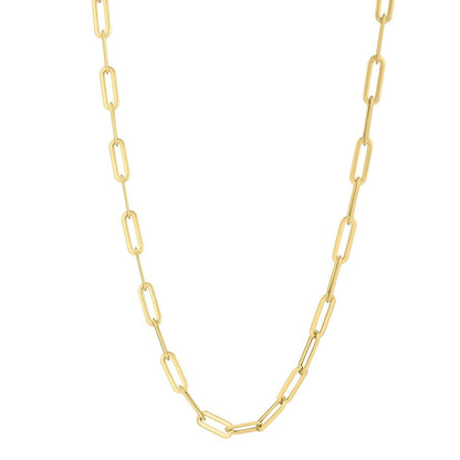 Cadena de eslabones ovalados cóncavos de oro amarillo de 14k (4.80 mm)