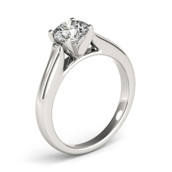 Anillo de compromiso con diamante solitario de oro blanco de 14k diseño catedral (1 quilate peso total)
