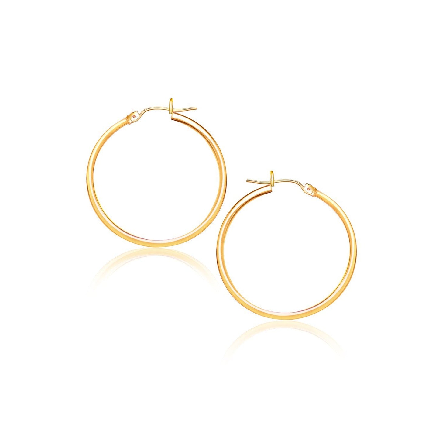 Pendientes de aro pulidos de oro amarillo de 14k (2x40 mm)