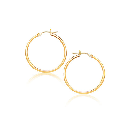 Pendientes de aro pulidos de oro amarillo de 14k (2x40 mm)