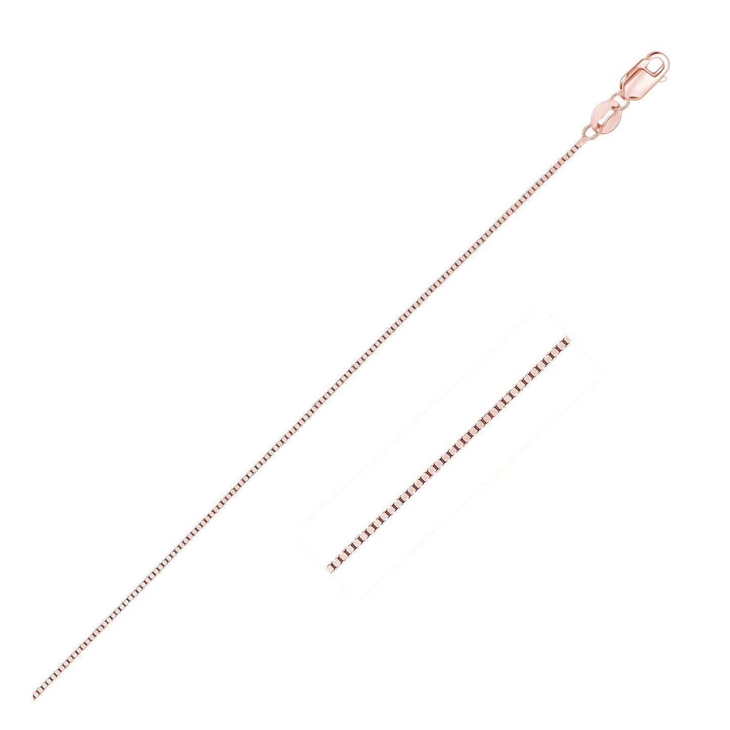 Cadena clásica de oro rosa de 14k de 0,4 mm